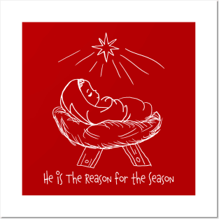 Religious Line Art Christmas He is The Reason for the Season Posters and Art